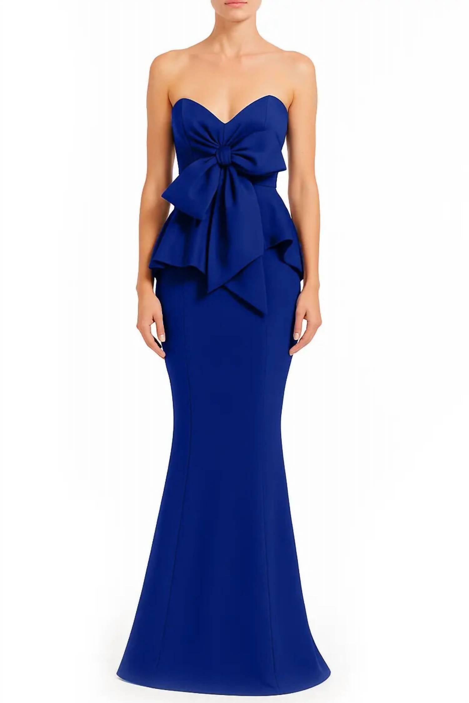 Badgley Mischka - Women's Detail Ruffled Peplum Mermaid Gown Dress
