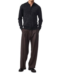 NN07 Raymond Long Sleeve Polo Sweater in black - men's shirt - detail view