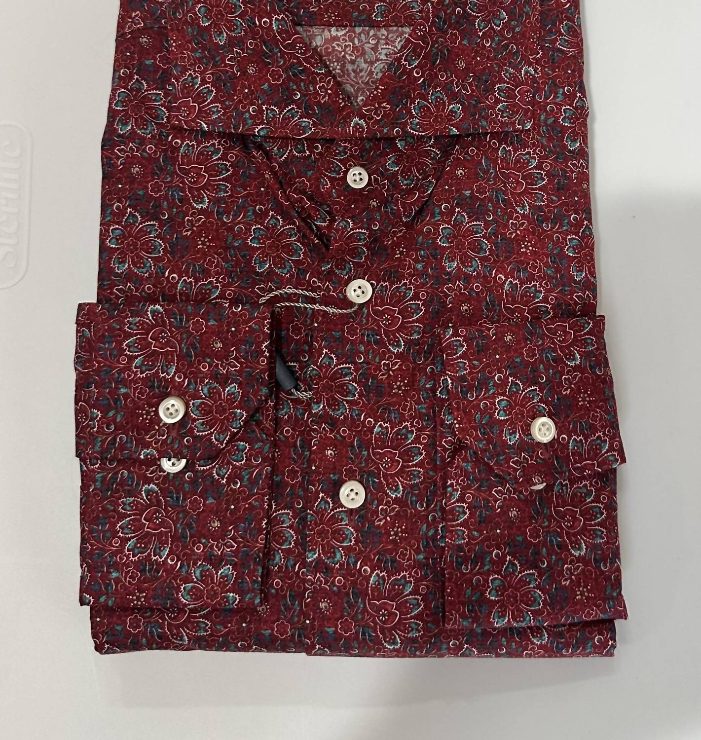 Emanuel Berg Men's Long Sleeve Button Down Shirt in dark red - men's shirt