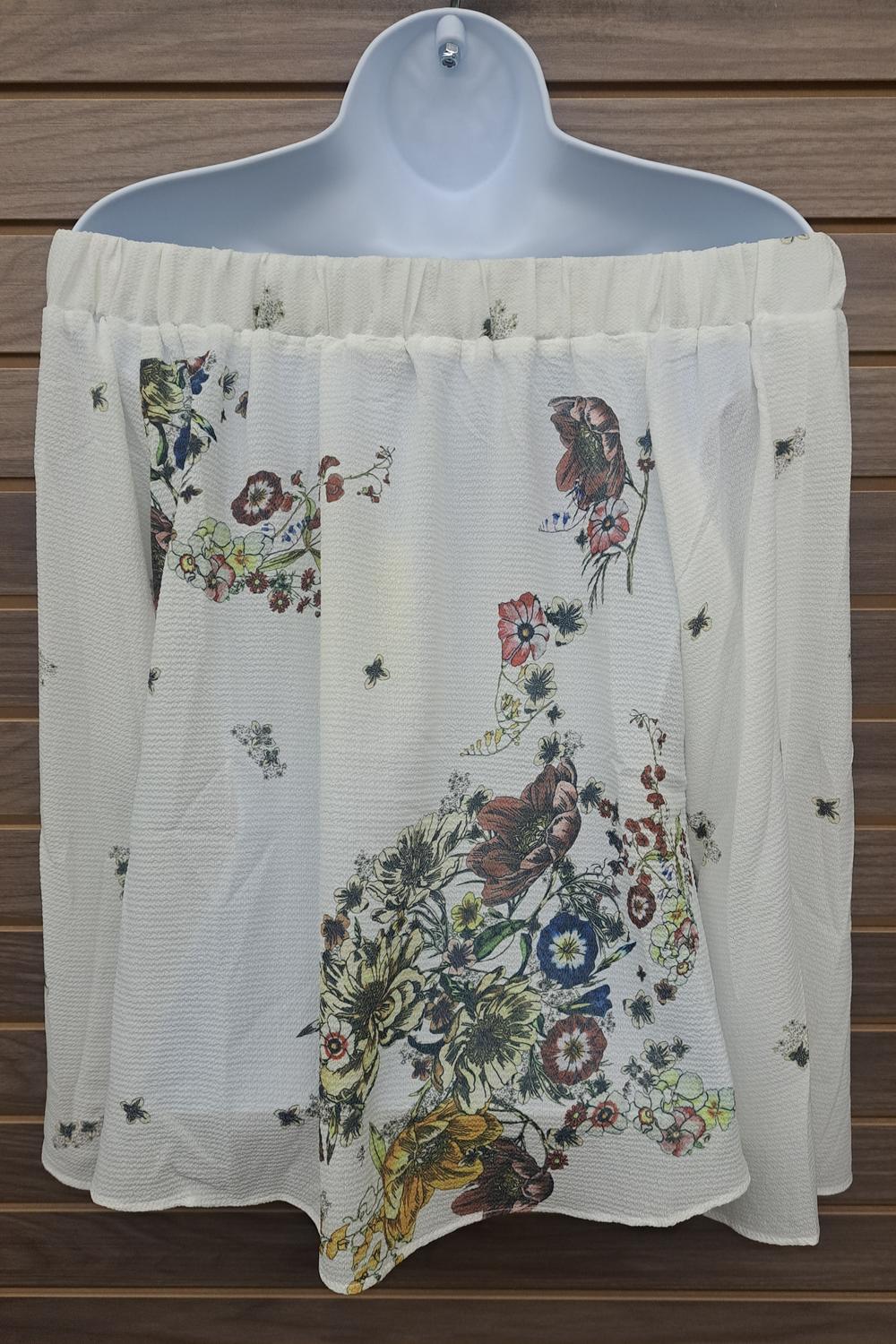 Grifflin Paris - Women's Cold Shoulder Floral Blouse