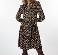 Esqualo - Celina Chain Print Ribbed Sparkle Cuff Dress