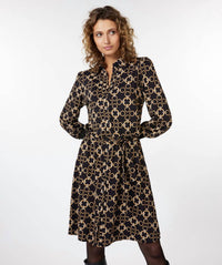 Esqualo - Celina Chain Print Ribbed Sparkle Cuff Dress