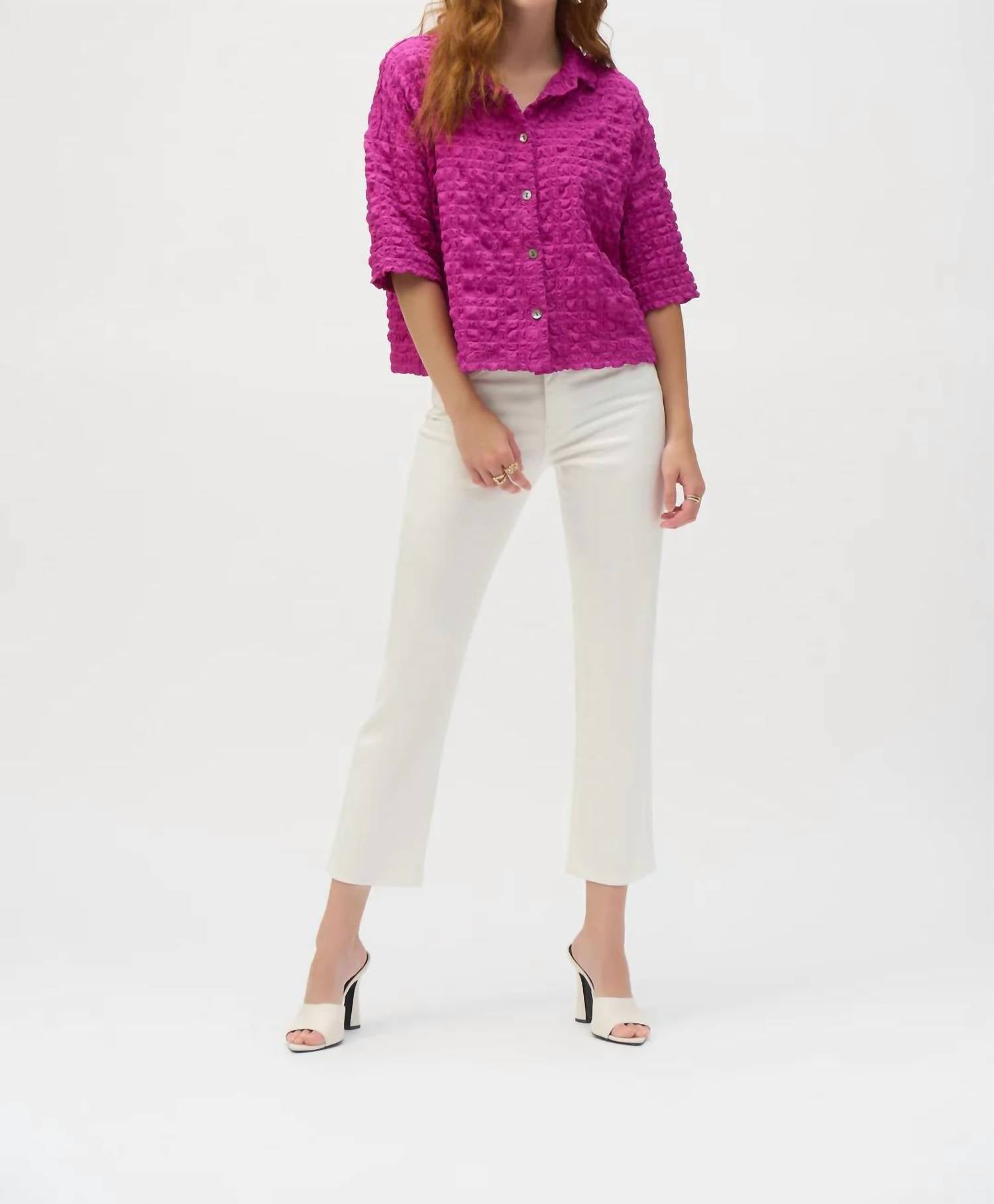 Joseph Ribkoff - Bubble Jacquard Button-down Blouse