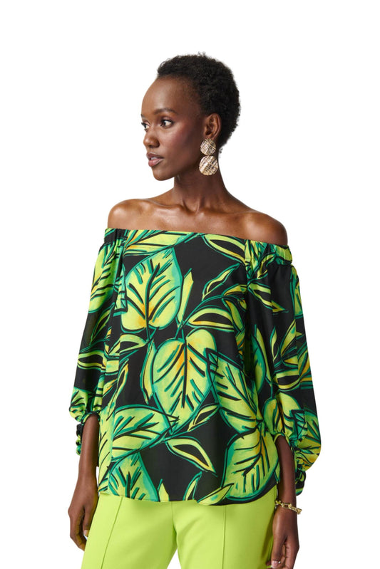 Joseph Ribkoff - LEAF PRINT OFF-SHOULDER