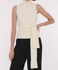 Toccin - Celeste Sleeveless Tie-front Turtleneck Top