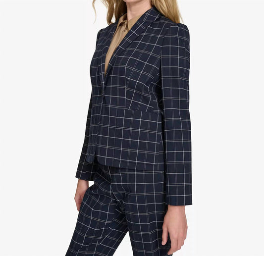 Tommy Hilfiger - Plaid Puff-sleeve Single-button Blazer