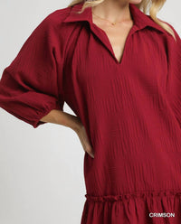 Umgee - V-neck Tiered Mini Dress