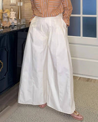 PINCH Wide-leg Palazzo Pant in white - women's pants - detail view
