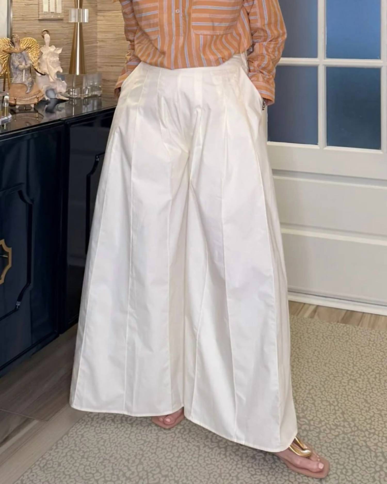 PINCH Wide-leg Palazzo Pant in white - women's pants - detail view