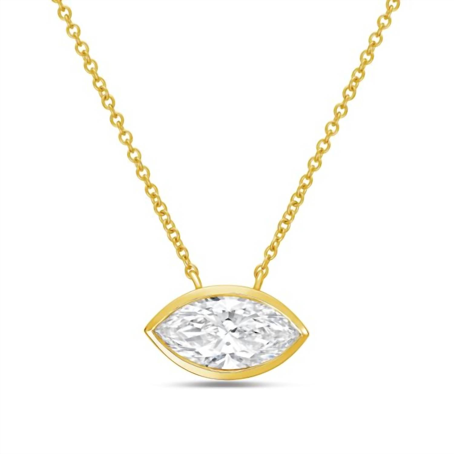 Diana M Jewels - Women's East West Marquise Bezel Lab-grown Diamond Pendant Necklace (2.00 Ctw)