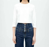 Re/Done - Cropped Varsity Long Sleeve Tee