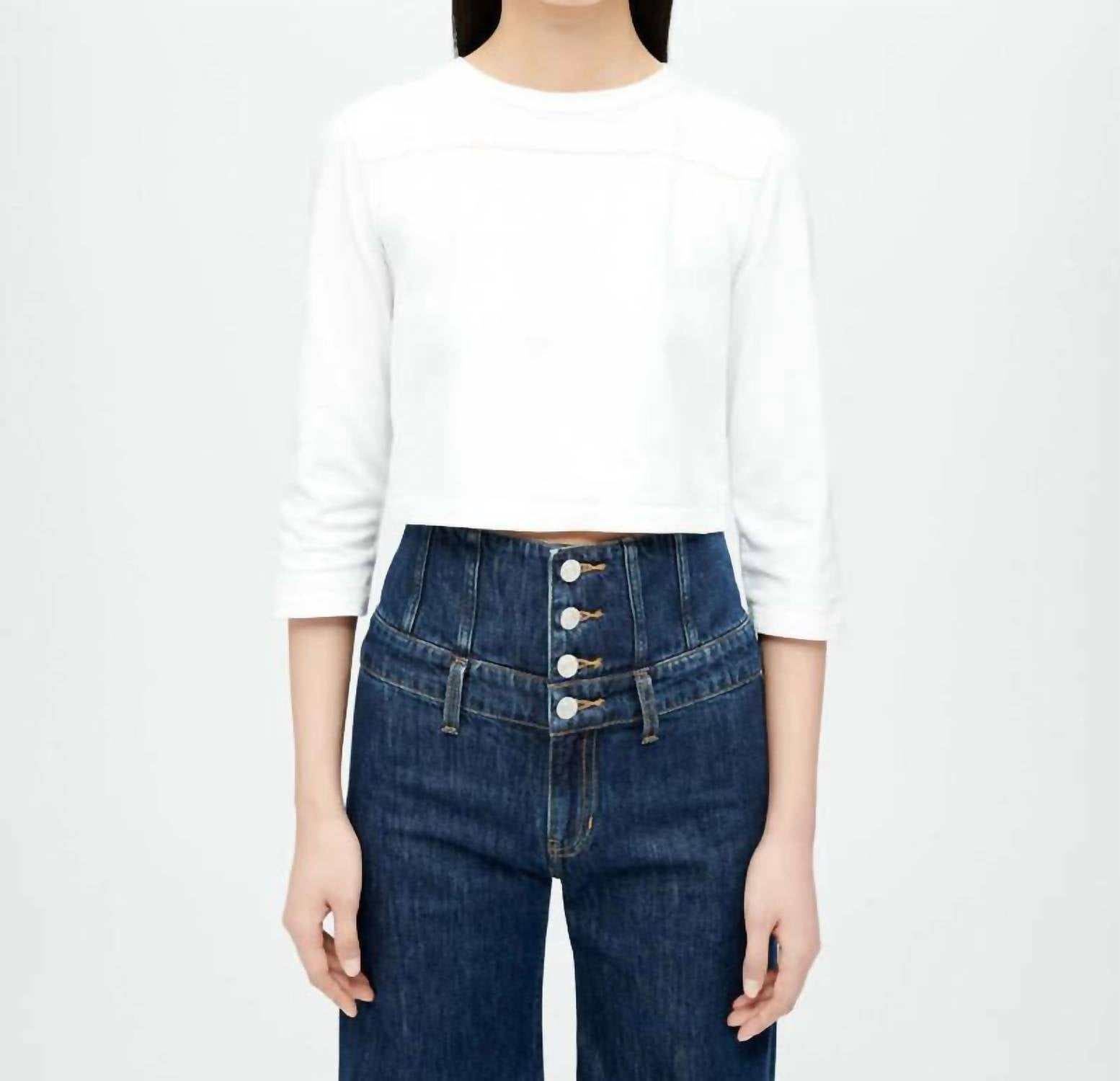 Re/Done - Cropped Varsity Long Sleeve Tee