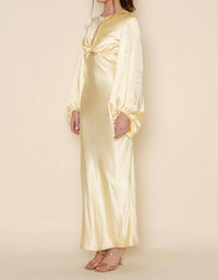 Fore Collection - Denise Long Sleeve Satin Slip Maxi Dress