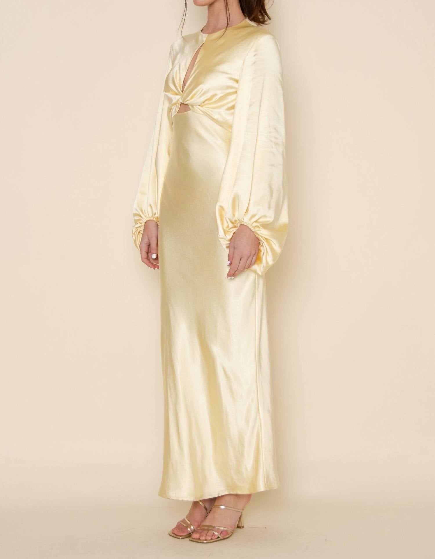 Fore Collection - Denise Long Sleeve Satin Slip Maxi Dress