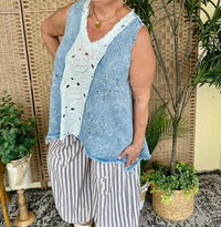 Pol - Go With The Flow Chambray Oversized Tank Top