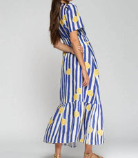 Vilagallo - Susie Lemon Striped Maxi Dress