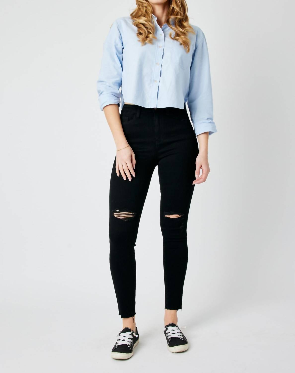 Judy Blue - High Waist Destroyed Raw Hem Skinny Jeans