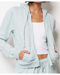 Bobi - Puff Sleeve Long Sleeve Zip Up Hoodie