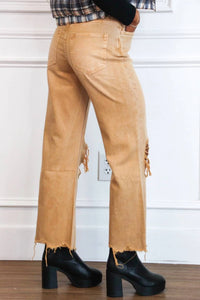 Vervet By Flying Monkey - Leslie Distressed High Waisted Crop Flare Jeans