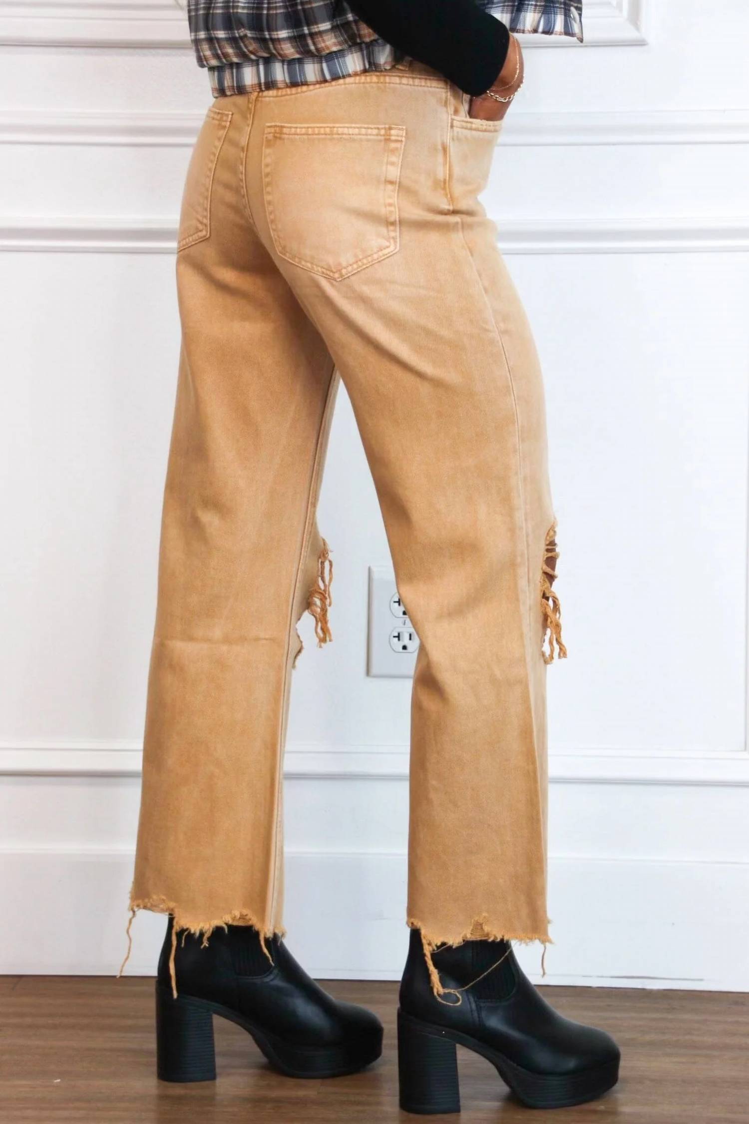 Vervet By Flying Monkey - Leslie Distressed High Waisted Crop Flare Jeans