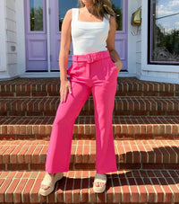 adelyn rae Flamenco High Rise Belted Trousers in pink - women's pants - alternate view