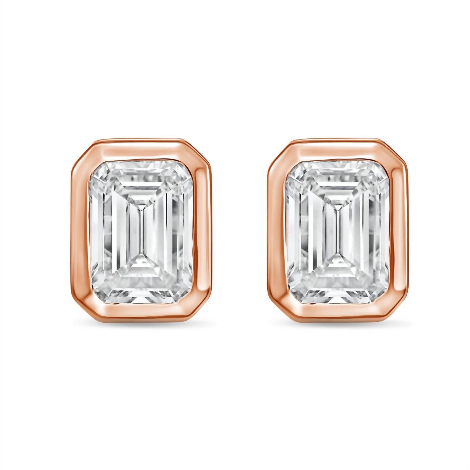 Diana M Jewels - Women's Emerald Lab-grown Diamond Stud Earrings (1.00 Tcw) - Delicate