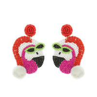 Sophia Collection - Christmas Flamingo With Hat Earrings