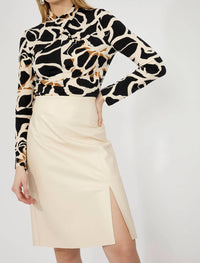 Frank Lyman - Fianna Faux Leather Pencil Midi Skirt
