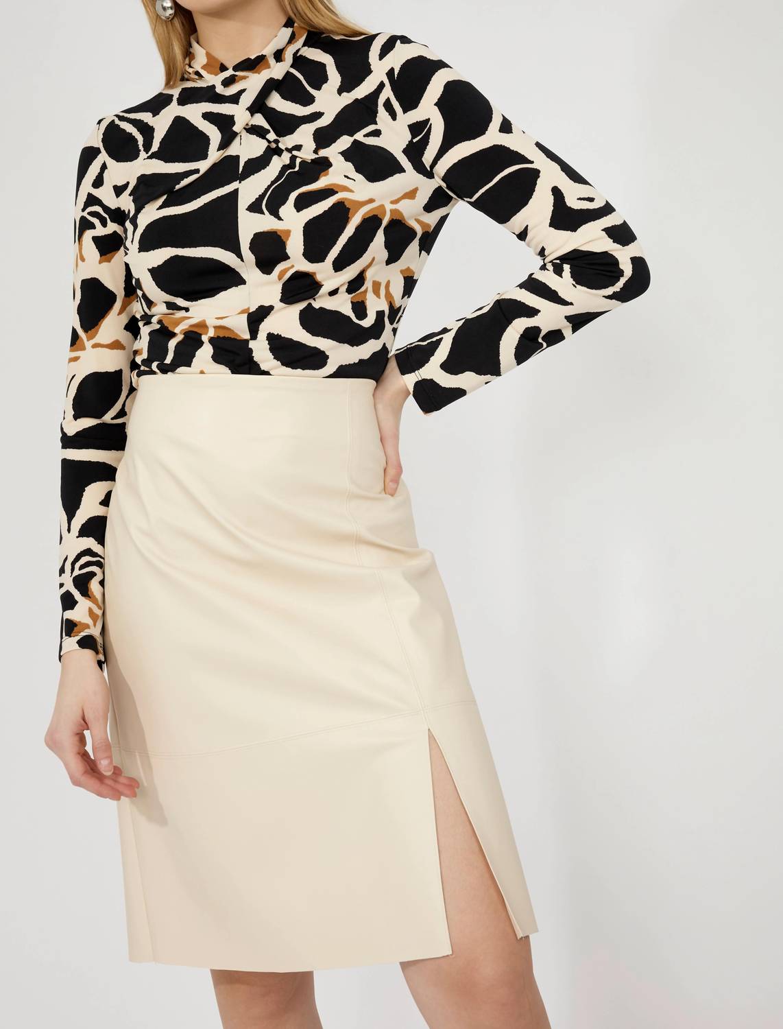 Frank Lyman - Fianna Faux Leather Pencil Midi Skirt