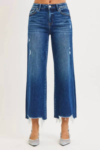 Risen - High Waist Crop Wide Leg Jeans
