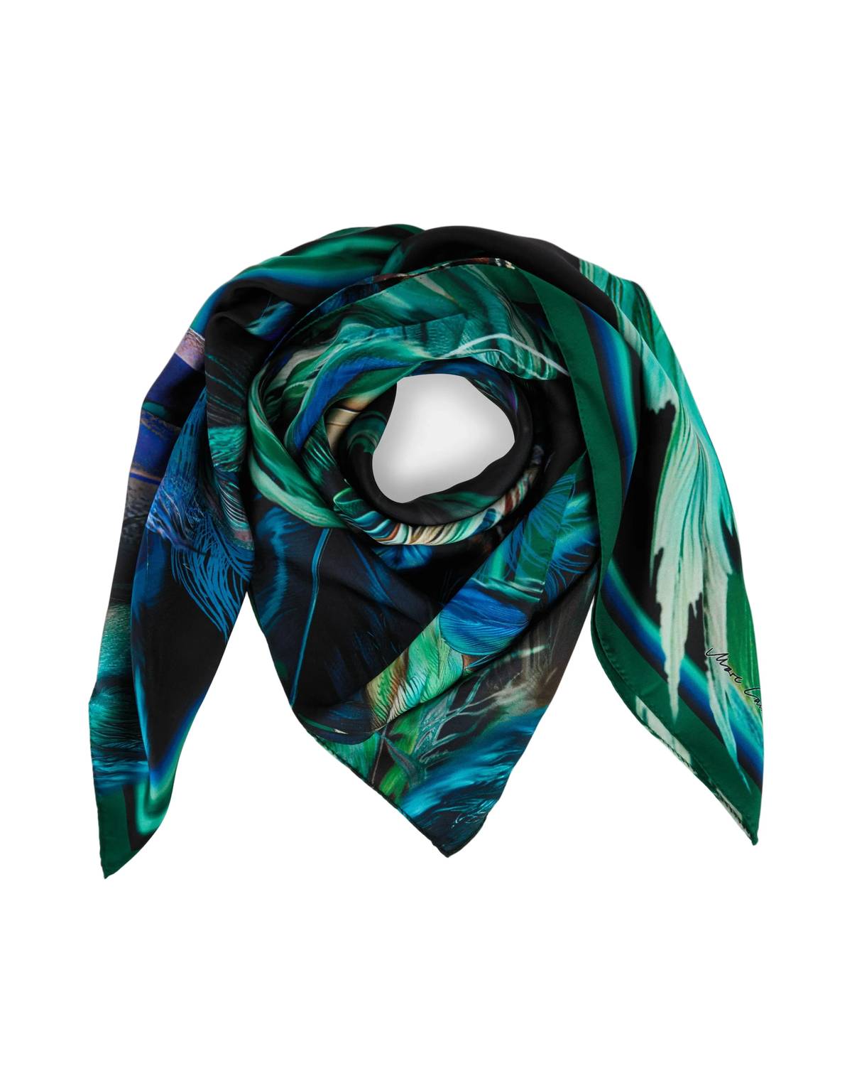Marc Cain - Women's Silk Scarf With Mystical Feather Print