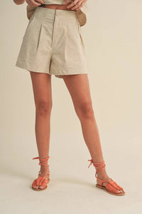 Miou Muse - Monument Linen Elastic Band Shorts