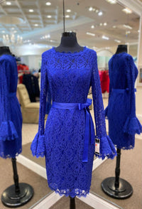 Nue By Shani - Bell Sleeve Lace Sheath Dress