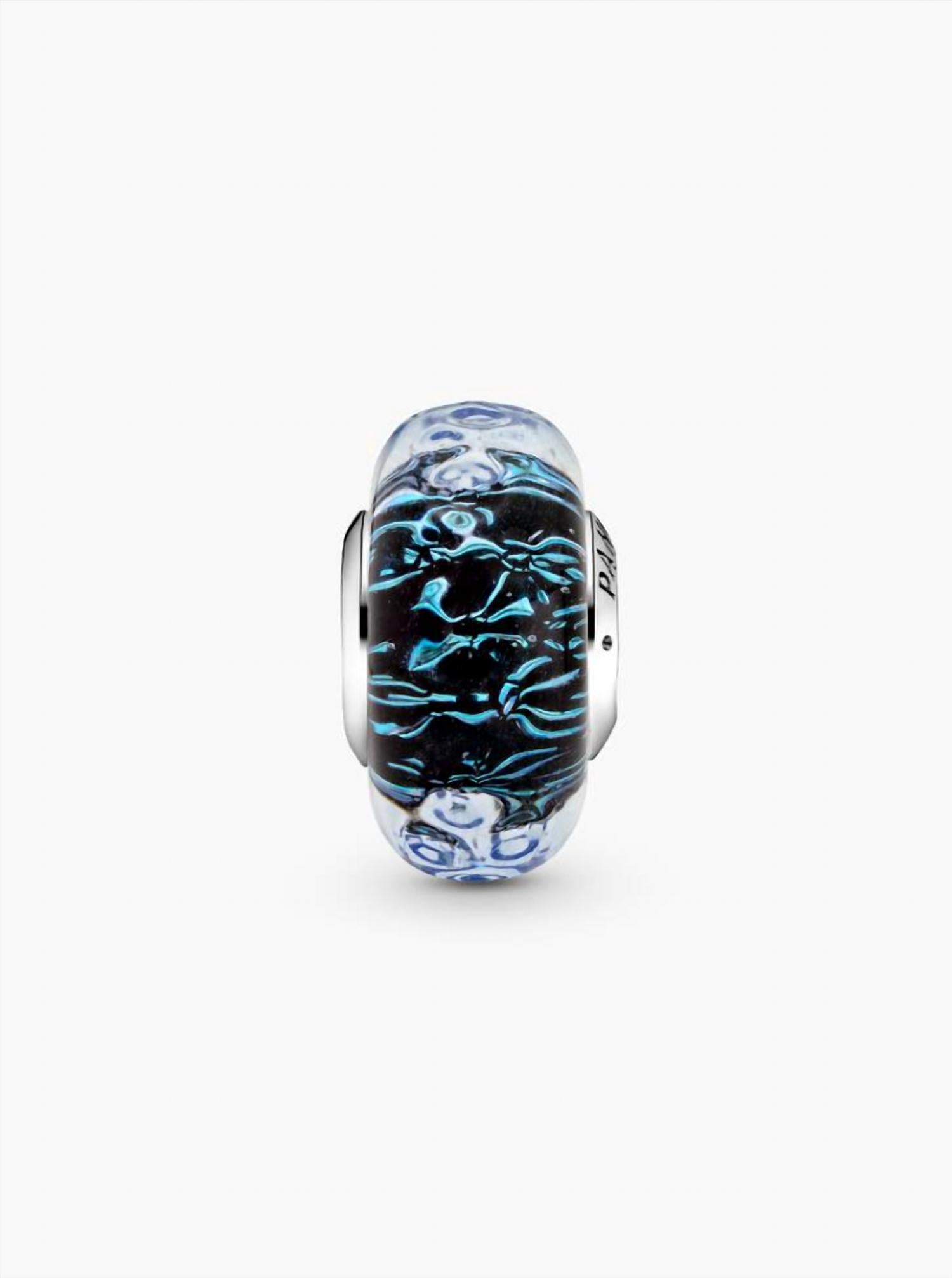 Pandora Women's Rounded Murano Glass Charm in wavy blue - women's item - detail view