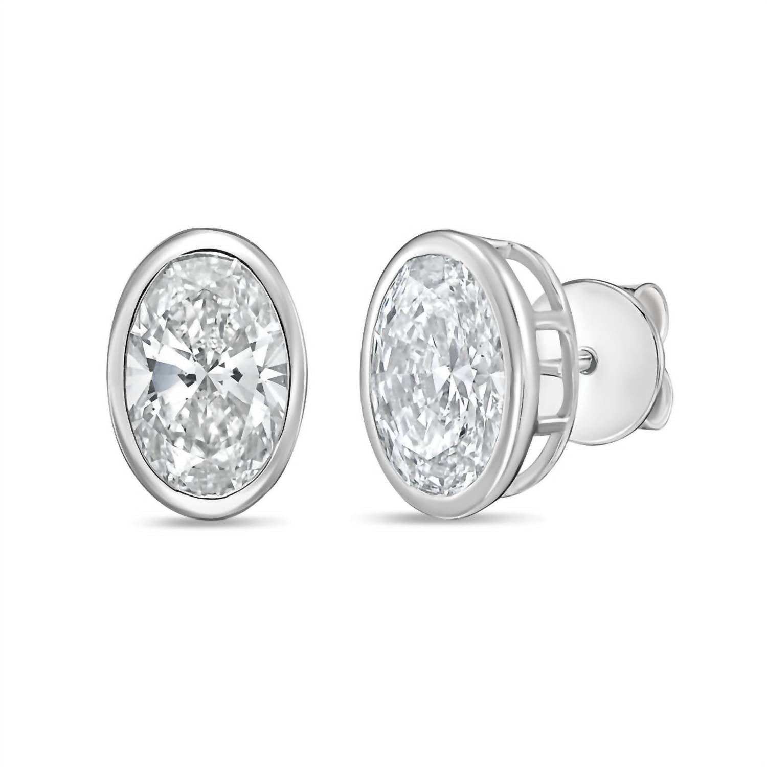 Diana M Jewels - Women's Oval Lab-grown Diamond Stud Earrings (6.00 Tcw) - Elegant
