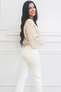Zenana - Staple Moment Boat Neck Balloon Sleeve Sweater