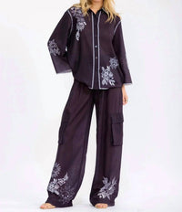 Little Secret Of Mine - Embroidered Wide Leg Pant Set