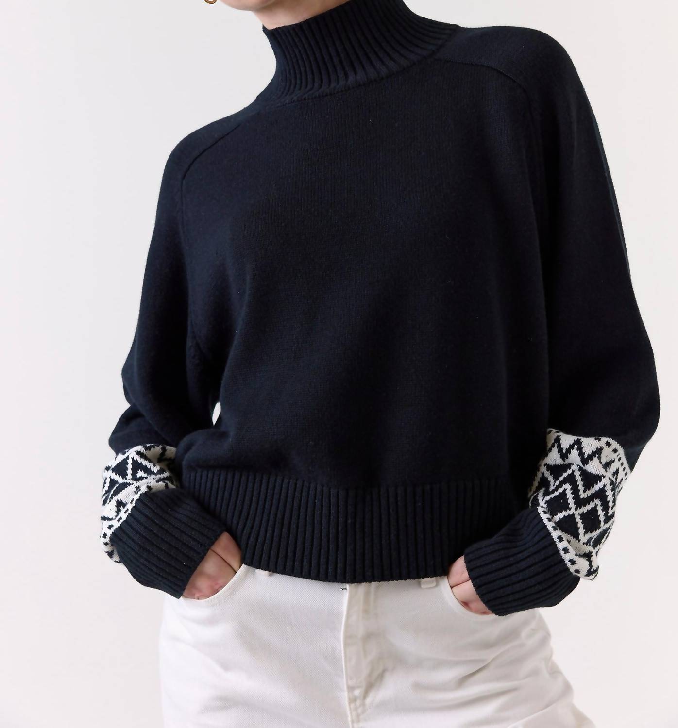 Wispr - Geo Mock Neck Sweater