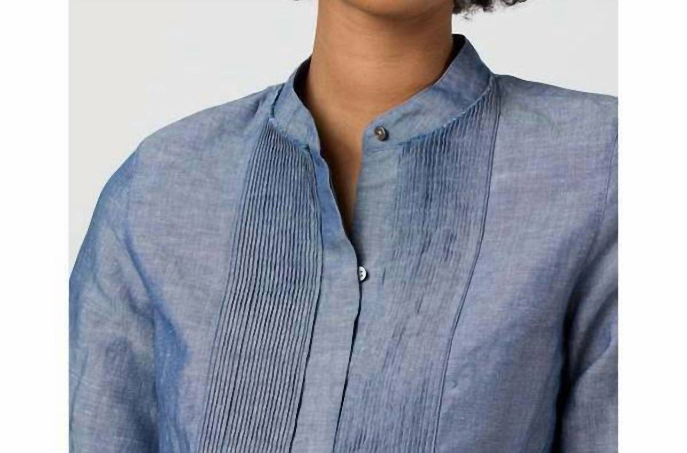 Ann Mashburn Alden Button Front Shirt in indigo cotolino chambray 1 - women's shirt - view 5