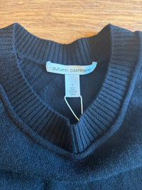 Autumn Cashmere Women's Relaxed Fit Raglan Sweater in black - women's sweater - detail view