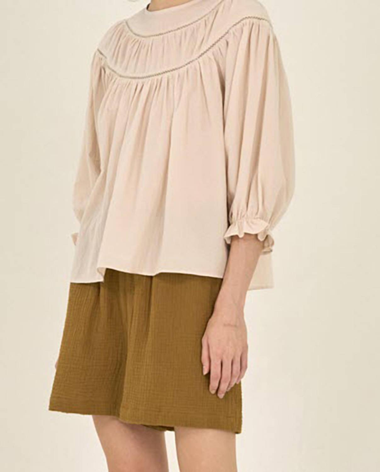 Legend Or Lies - Lace Trim Mixed Blouse