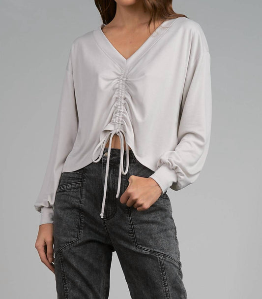 V-Neck Long Sleeve Cinched Front Top