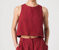 FRENCH CONNECTION Birdie Linen Shell Top in brick red 1 - women's shirt