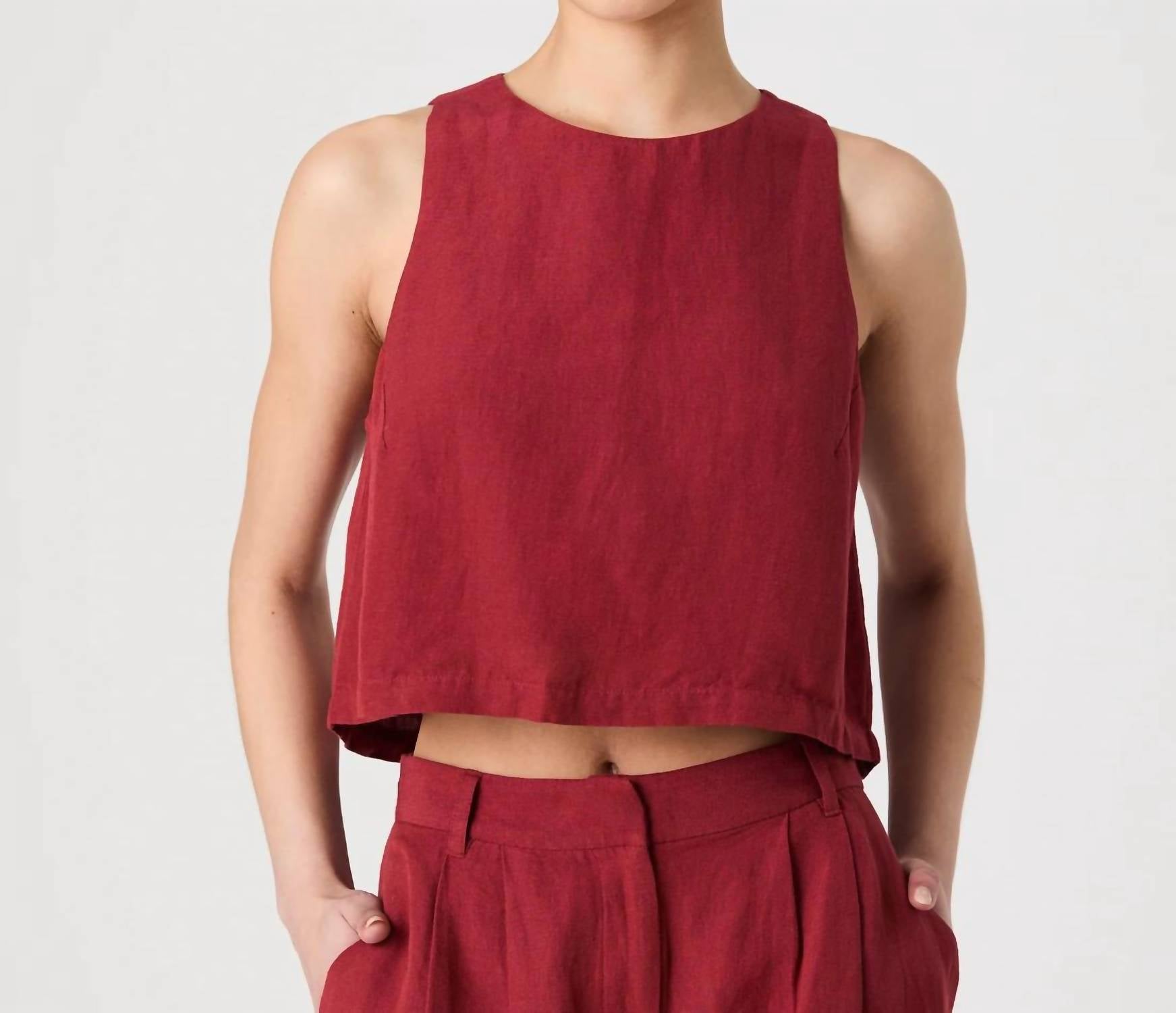 FRENCH CONNECTION Birdie Linen Shell Top in brick red 1 - women's shirt