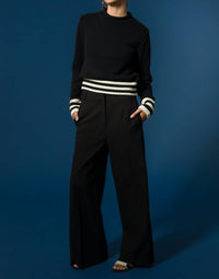 Velvet Heart Ridley Stripe Sweater in black vanilla ice stripe - women's sweater - view 5