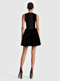 alice + olivia Ella Velvet Mini Dress in black - women's dress - alternate view
