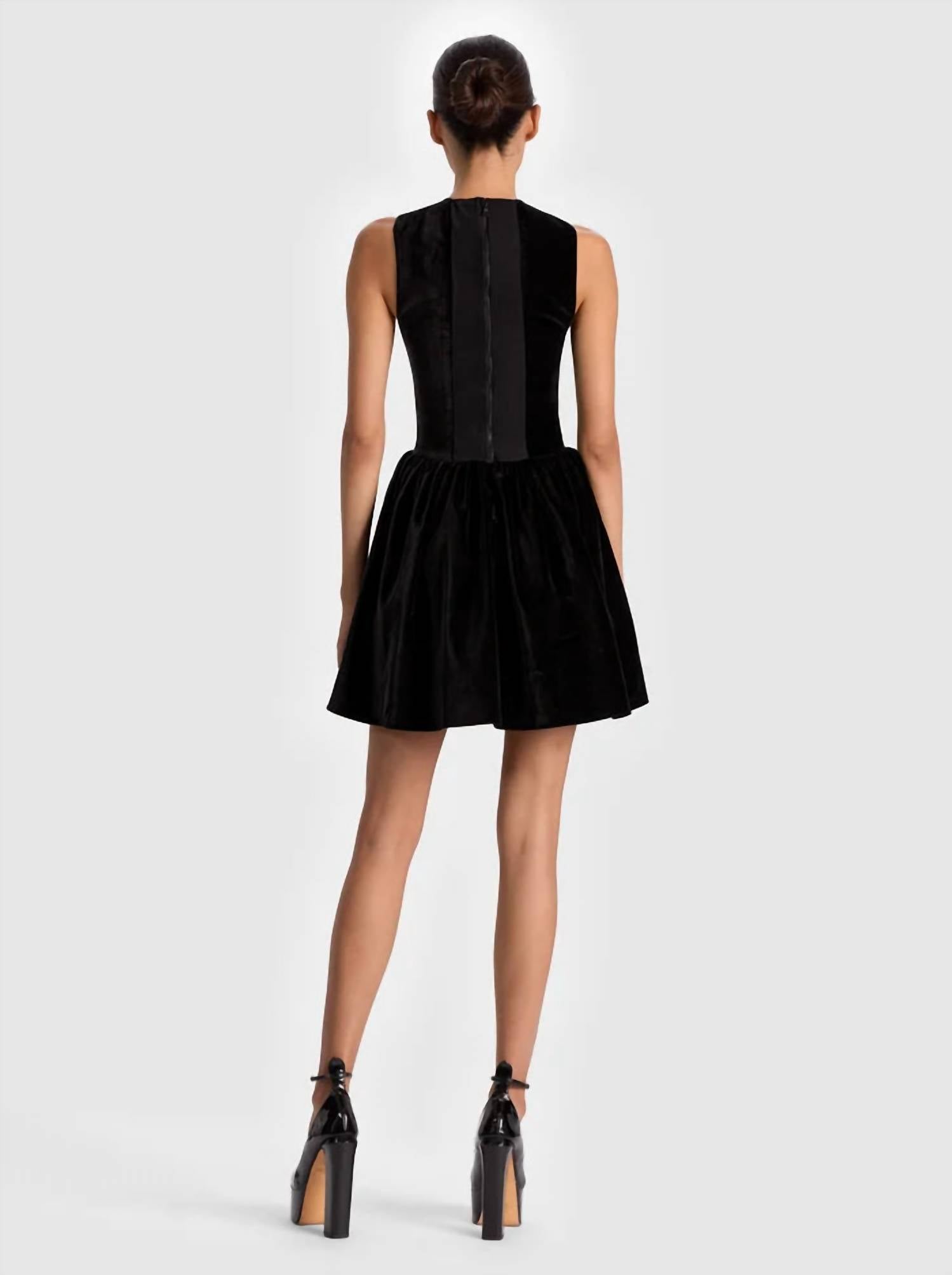 alice + olivia Ella Velvet Mini Dress in black - women's dress - alternate view