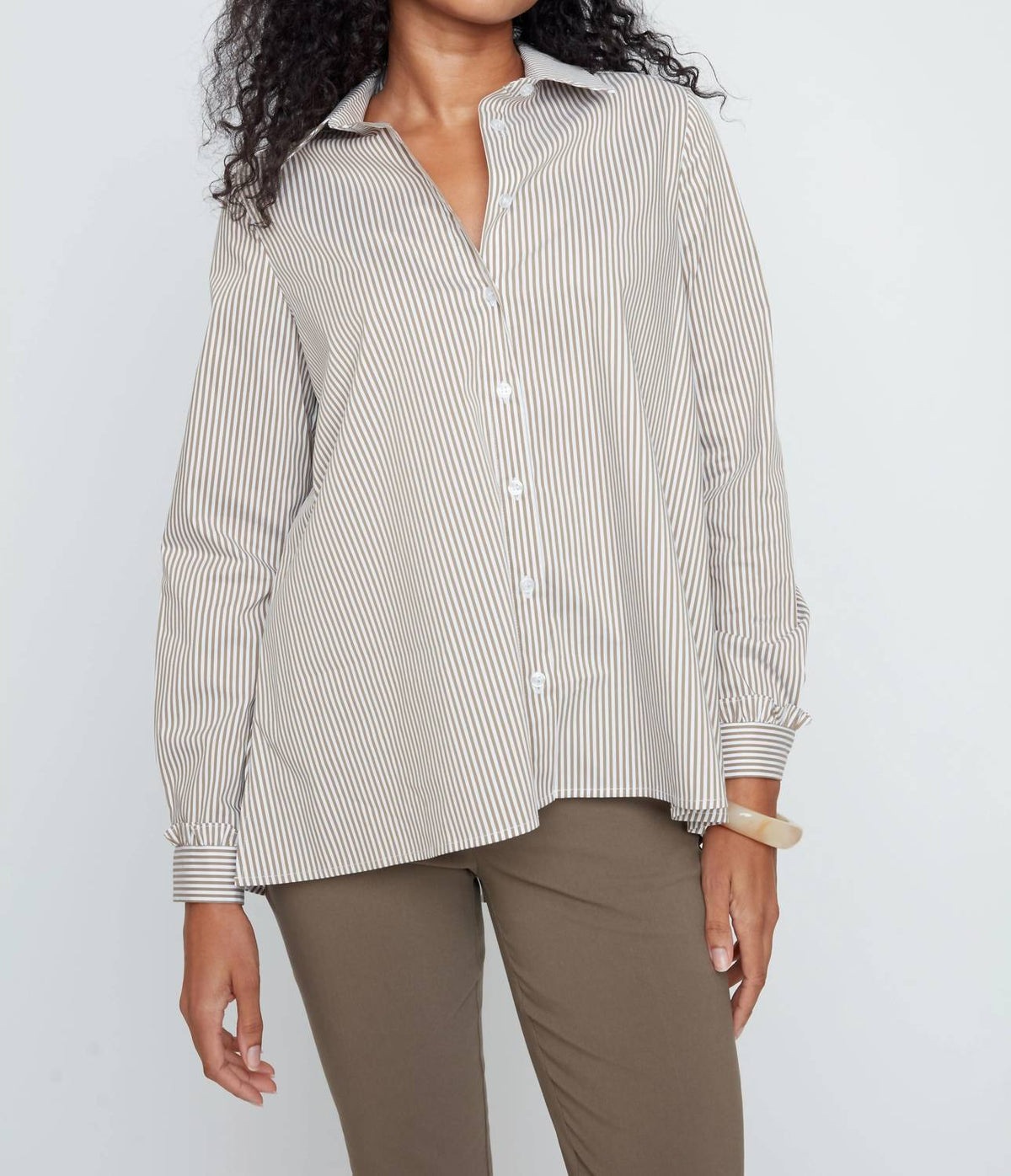 Renuar - Button Down Long Sleeve Stripe Top