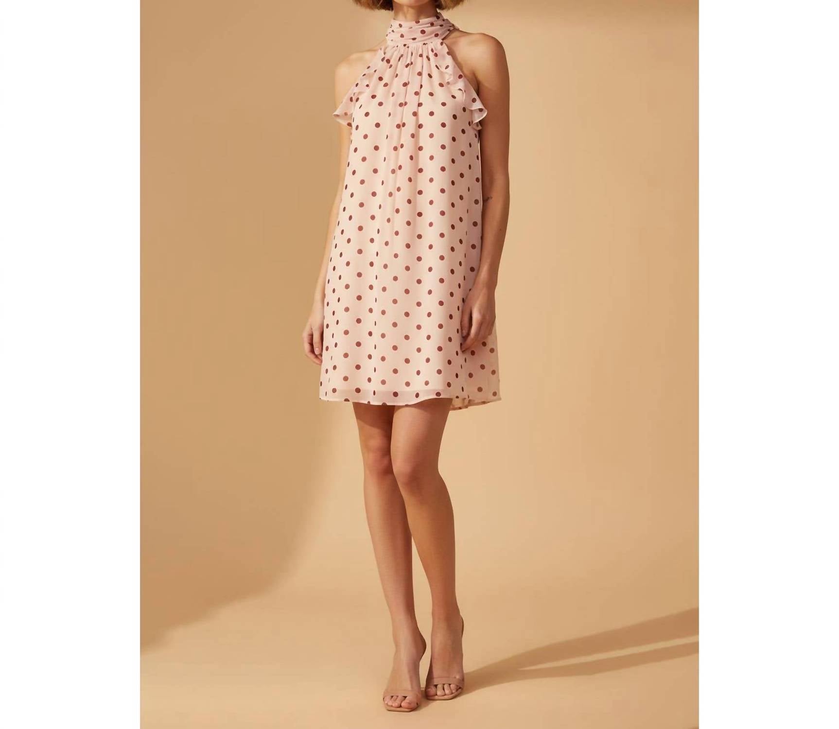 Skylar Rose Polka Dot Halter Mini Dress in blush combo - women's dress