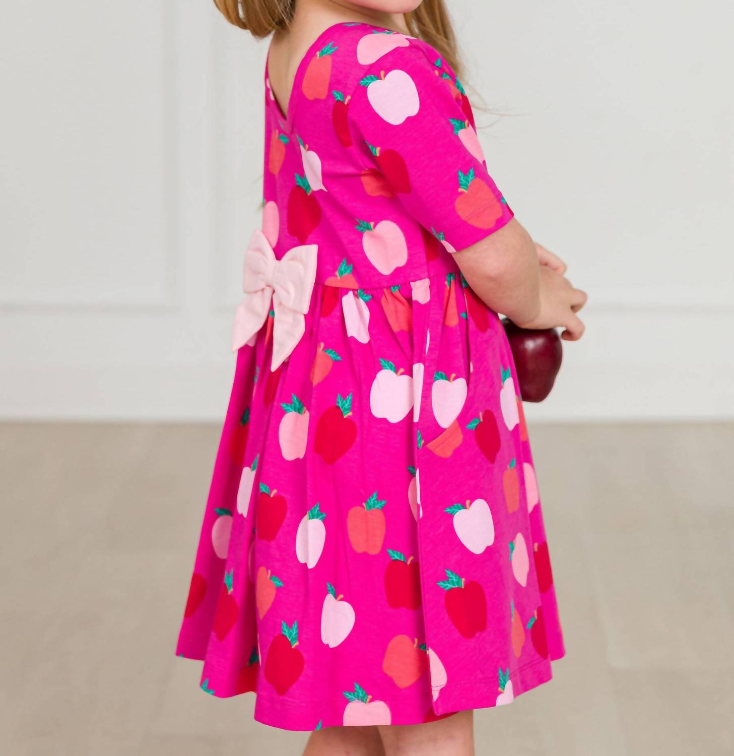 Rufflebutts - Girls Apple of My Eye Short Sleeve Knit Twirl Dress
